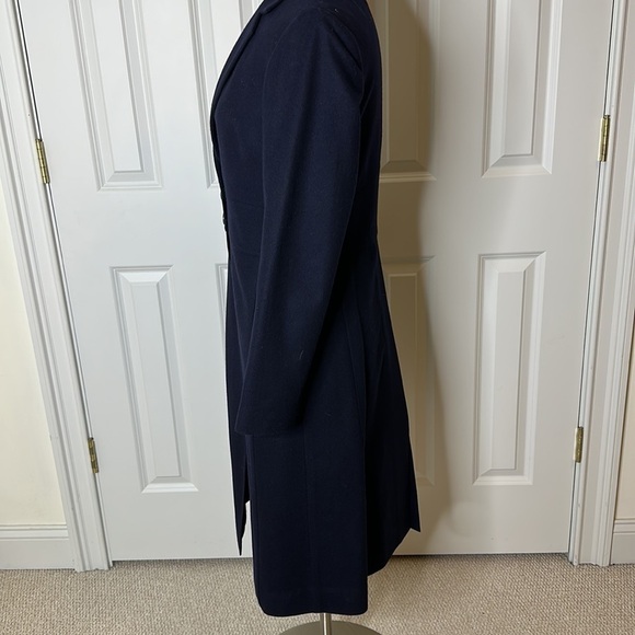 Morgane Le Fay Superfine Merino Wool Navy Coat Blazer & Skirt Set SzL - Picture 10 of 16